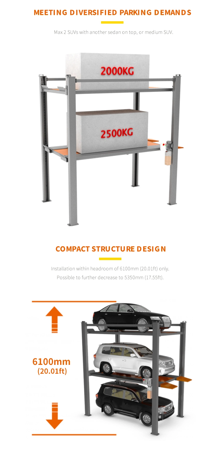 CE Approved Hydraulic Triple Deck Smart Stacker Car Parking Lift