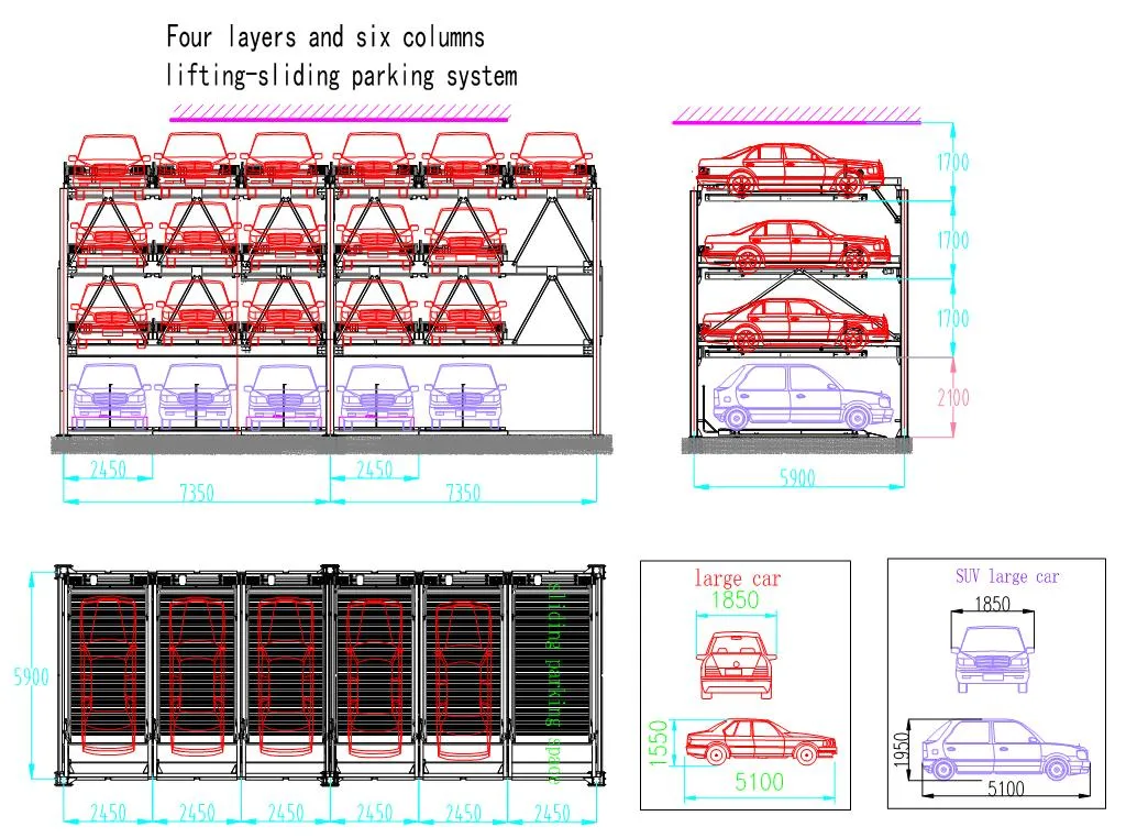 Mechanical Puzzle Park Equipment Automated Car Stacker Multilevel Parking System Automated Stacker Car Parking System 4 Layer