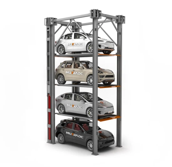 Elevador de estacionamento automático hidráulico de 4 postes simples vertical Quad Stacker